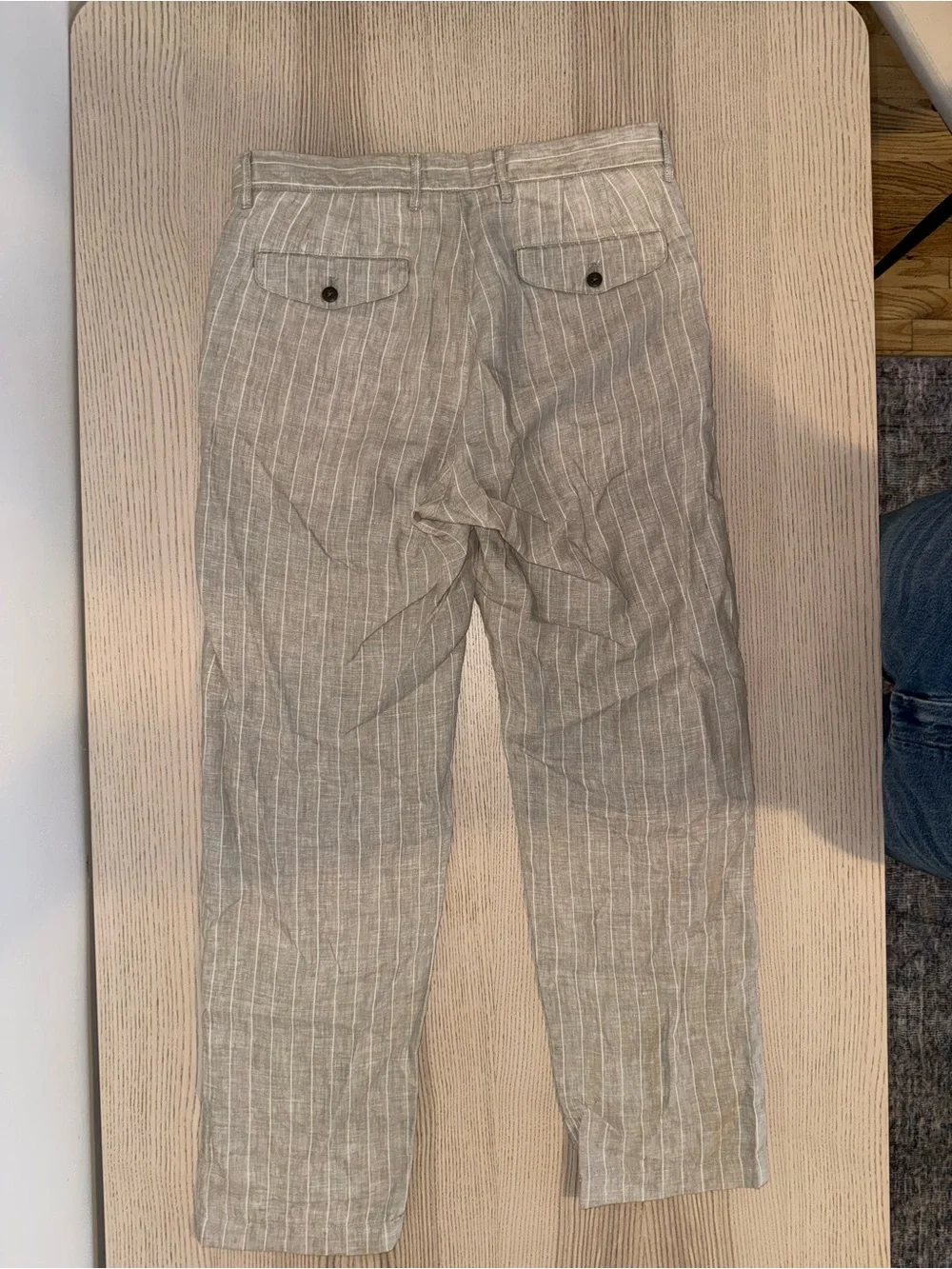 J. Crew Beige & White Pinstripe Linen-Blend Chinos